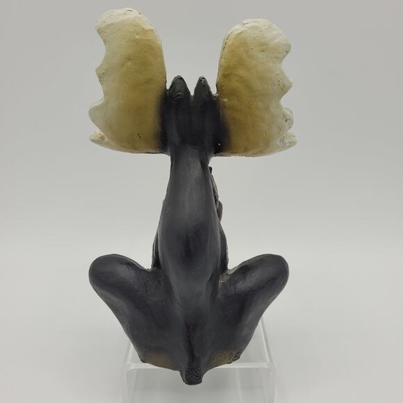 Whimsical Sitting Moose Signed Resin 6" - Picture 7 of 14
